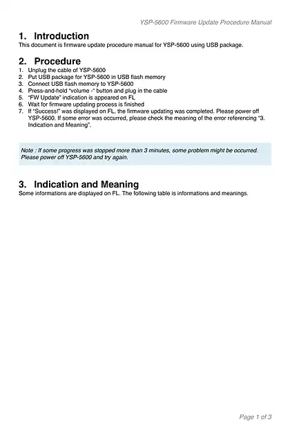 yamaha雅马哈YSP-5600 firmware update installation manual